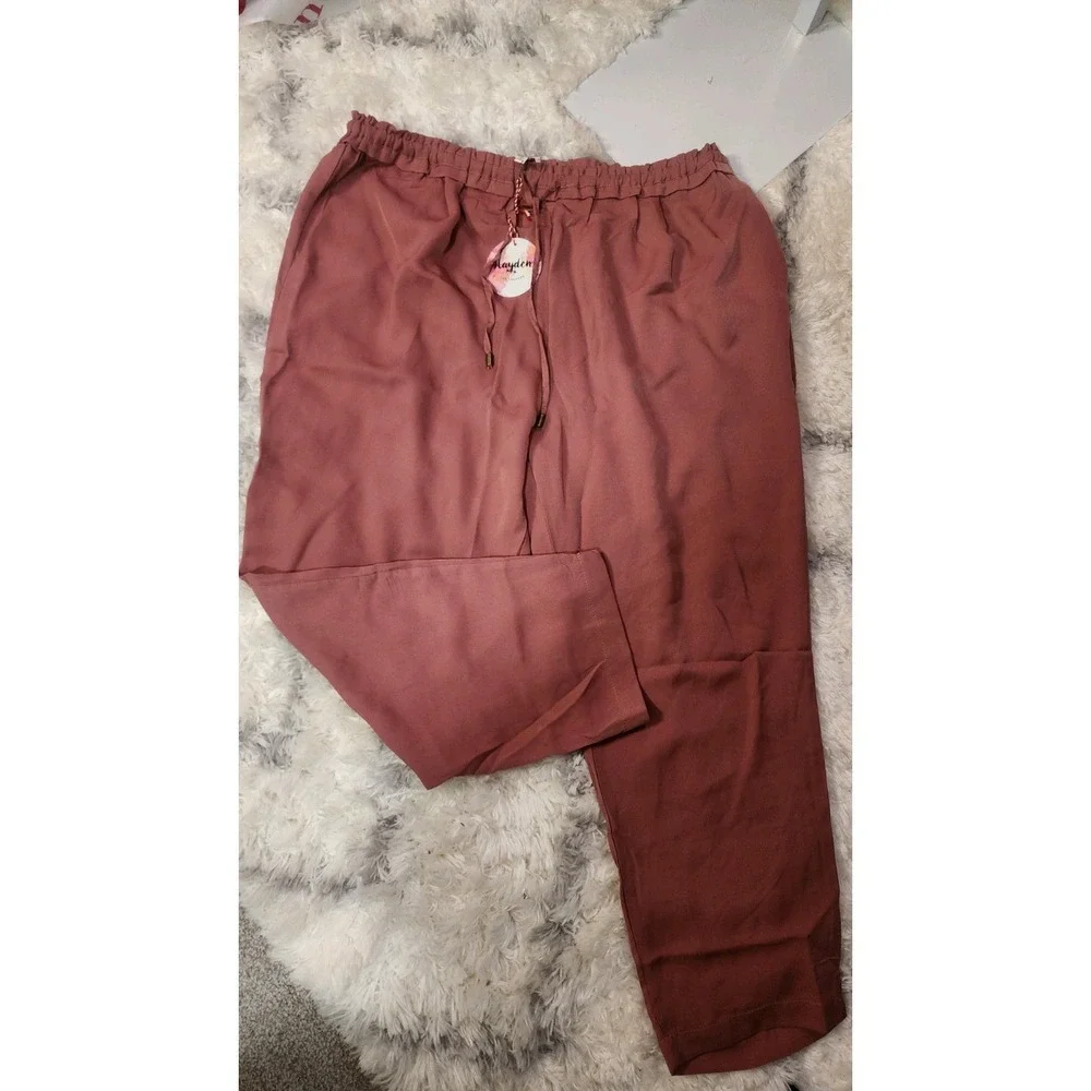 Hayden Los Angeles Mauve Drawstring‎ Women's Solid Pants Regular 1xl NWT